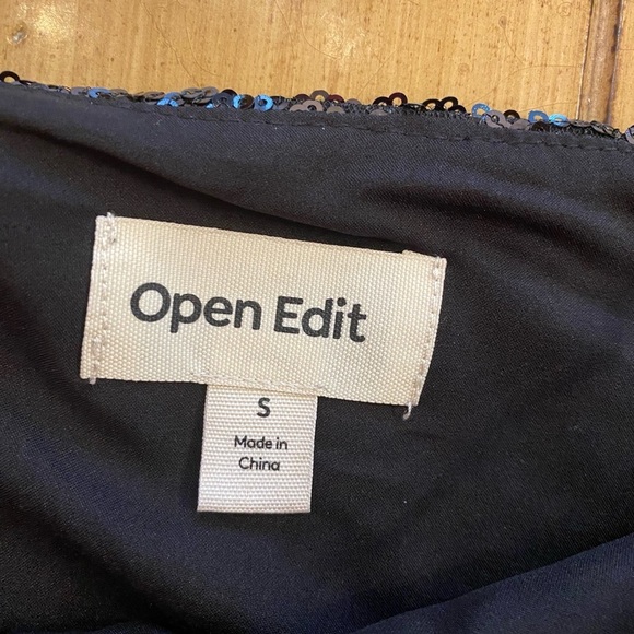 Open Edit Women’s Black Sequin Mini Dress Adjustable  Straps New Small - Picture 6 of 16